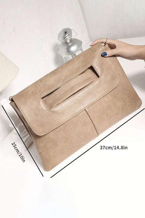 Oatmeal Retro Minimalist Leather Messenger Bag
