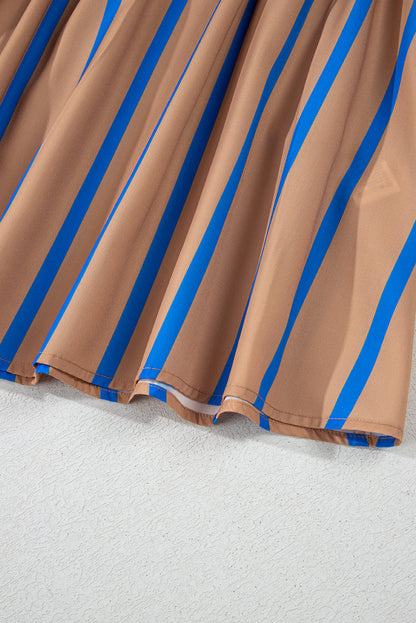 Robe babydoll grande taille à rayures contrastées kaki et manches 3/4