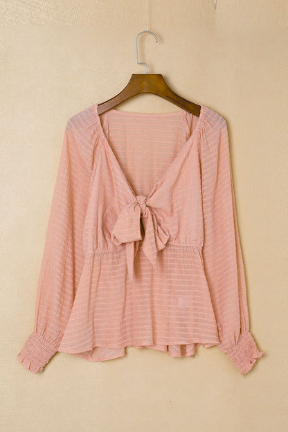 Chemisier péplum texturé noué sur le devant 