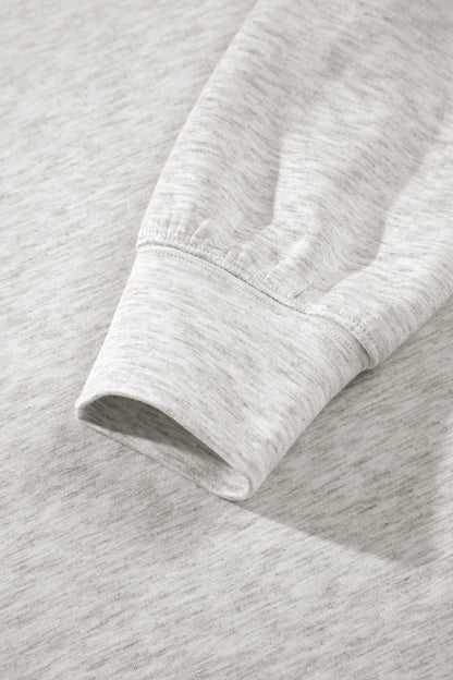Light Grey Solid Color Zip Front Jacket Style Sweatshirt