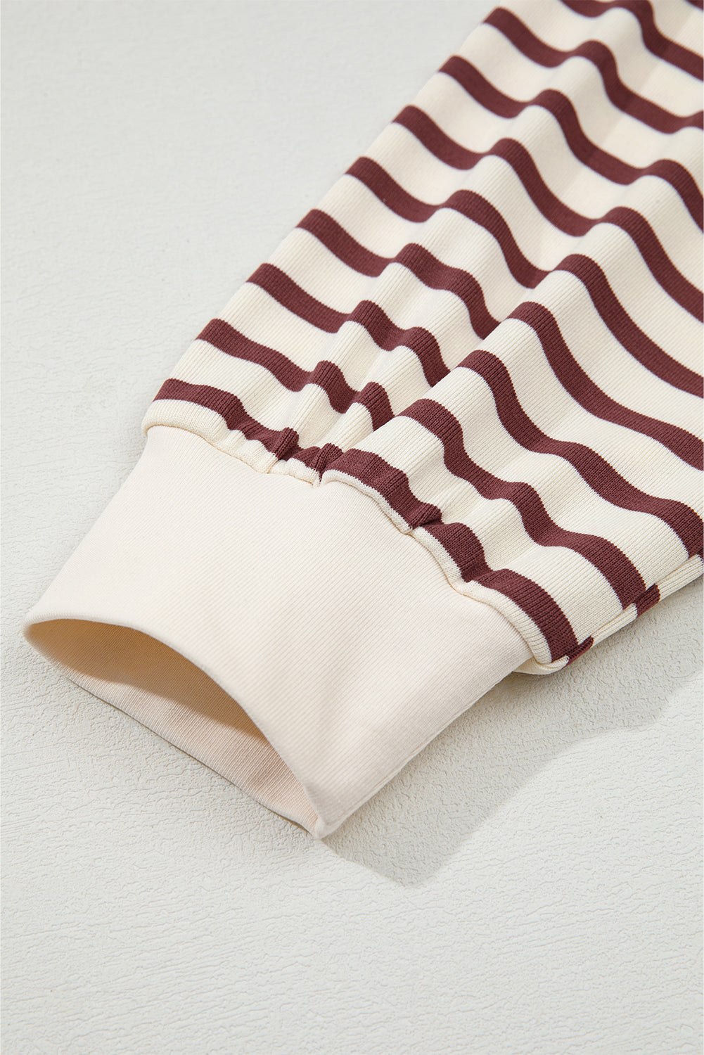 Red Dahlia Striped Print Drop Shoulder Long Sleeve Henley Top