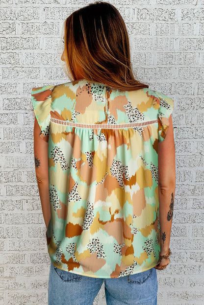 Blusa de manga larga con estampado abstracto multicolor