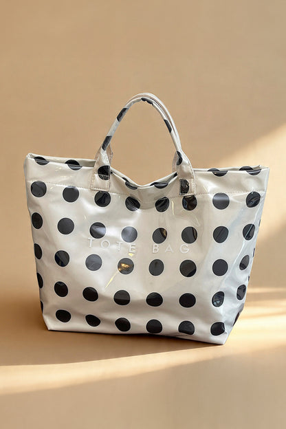 Color black Polka Dot Durable Waterproof PVC Tote Bag