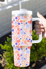 White Festive Printed Stainless Thermos Cup with Handle