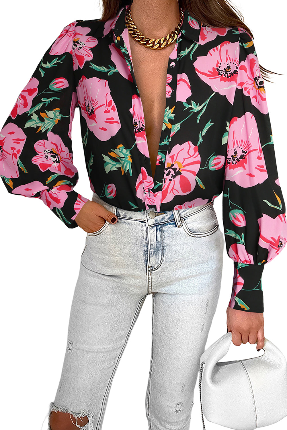 Zebra Stripes Print Lantern Sleeve Shirt