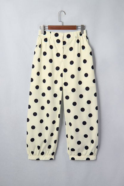 Black Polka Dot Ankle Length Harem Pants