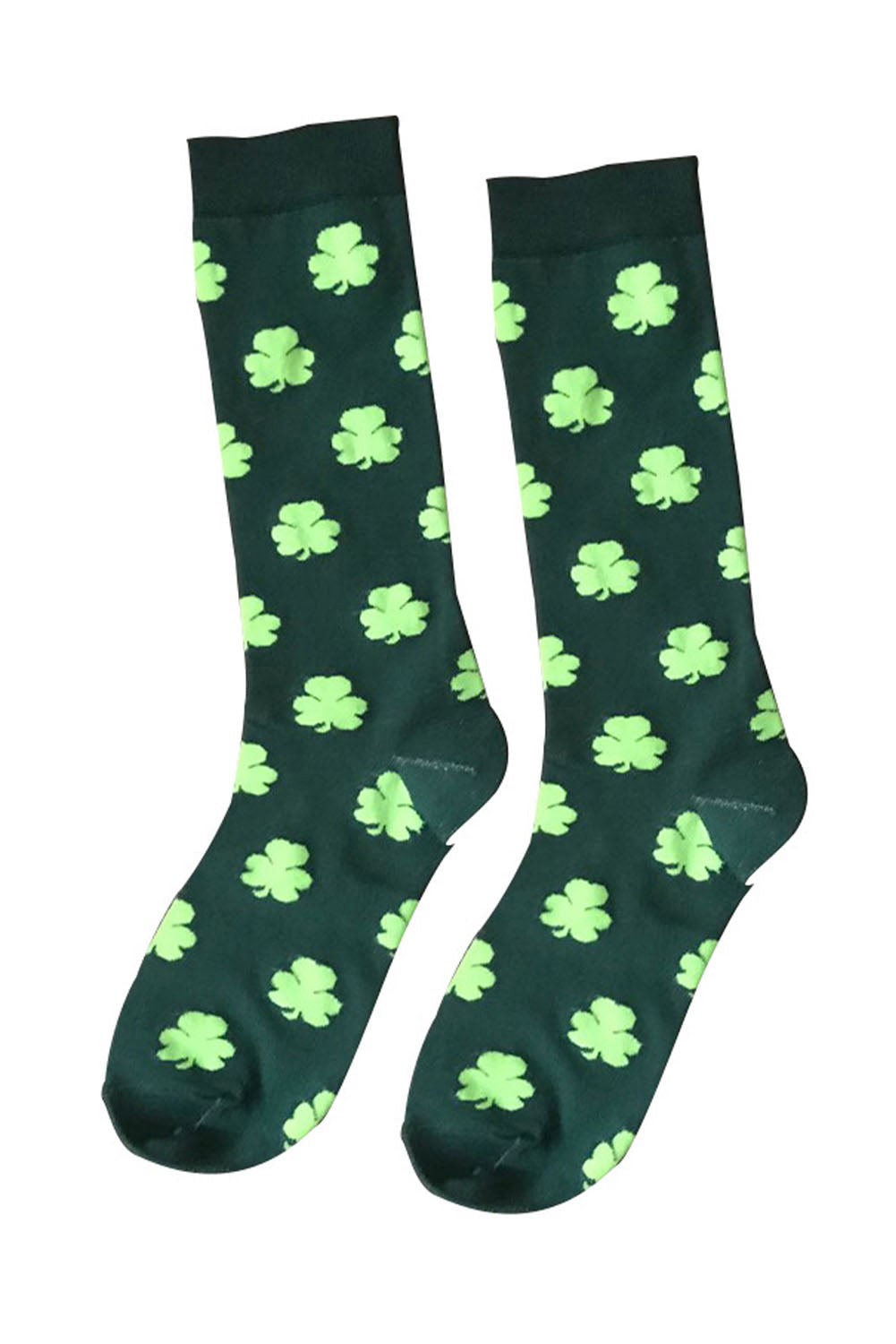 Chaussettes tube vert foncé à imprimé trèfle de la Saint-Patrick