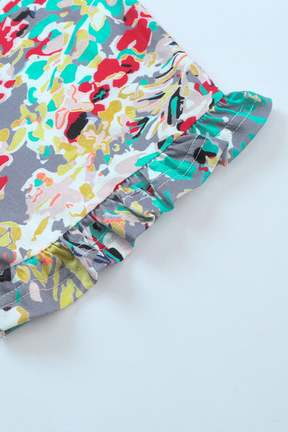 Top babydoll con mangas con volantes y estampado floral