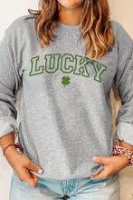 LUCKY Clover Embroidered Pullover Sweatshirt