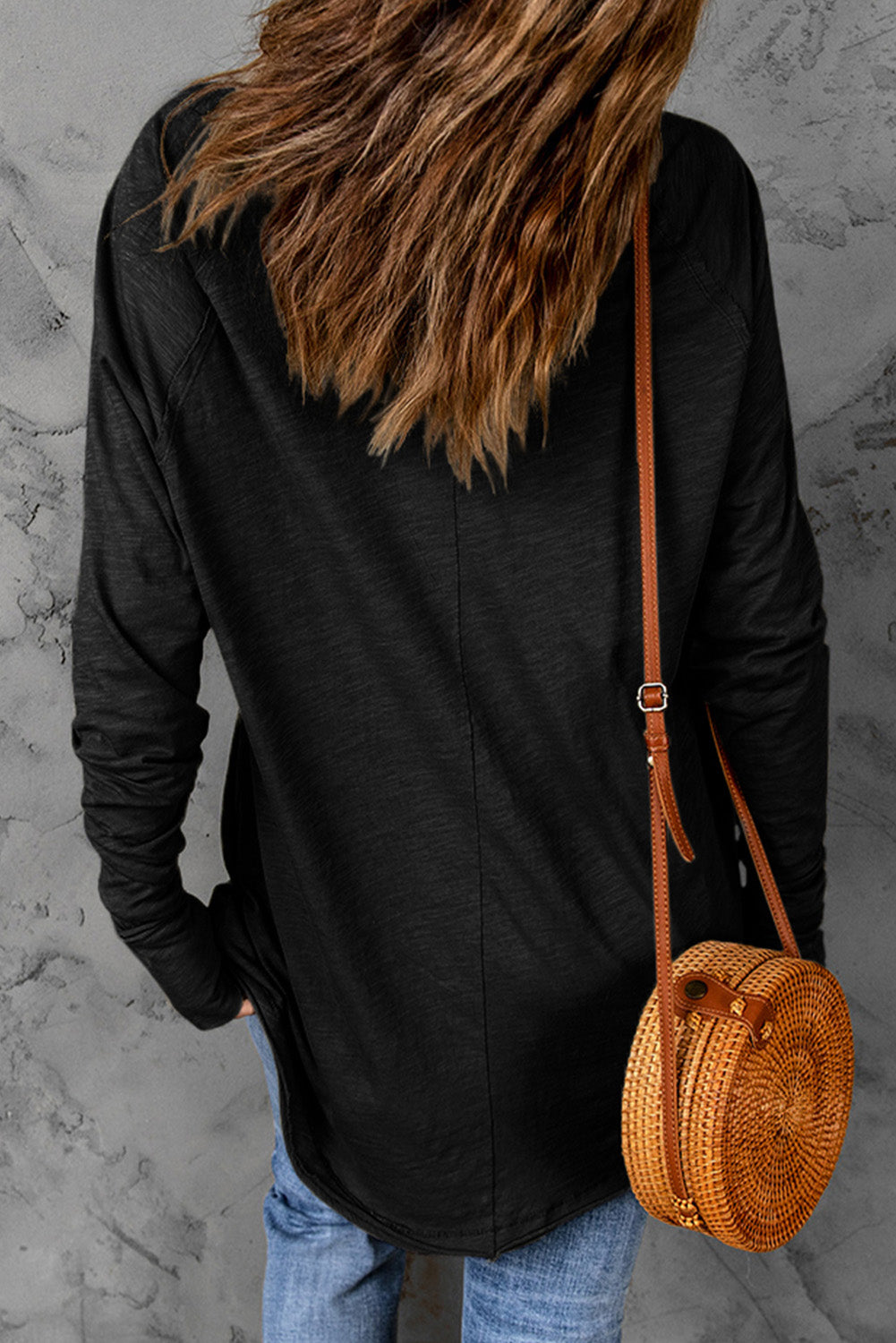 Haut noir à manches à motif citrouille et tournesol