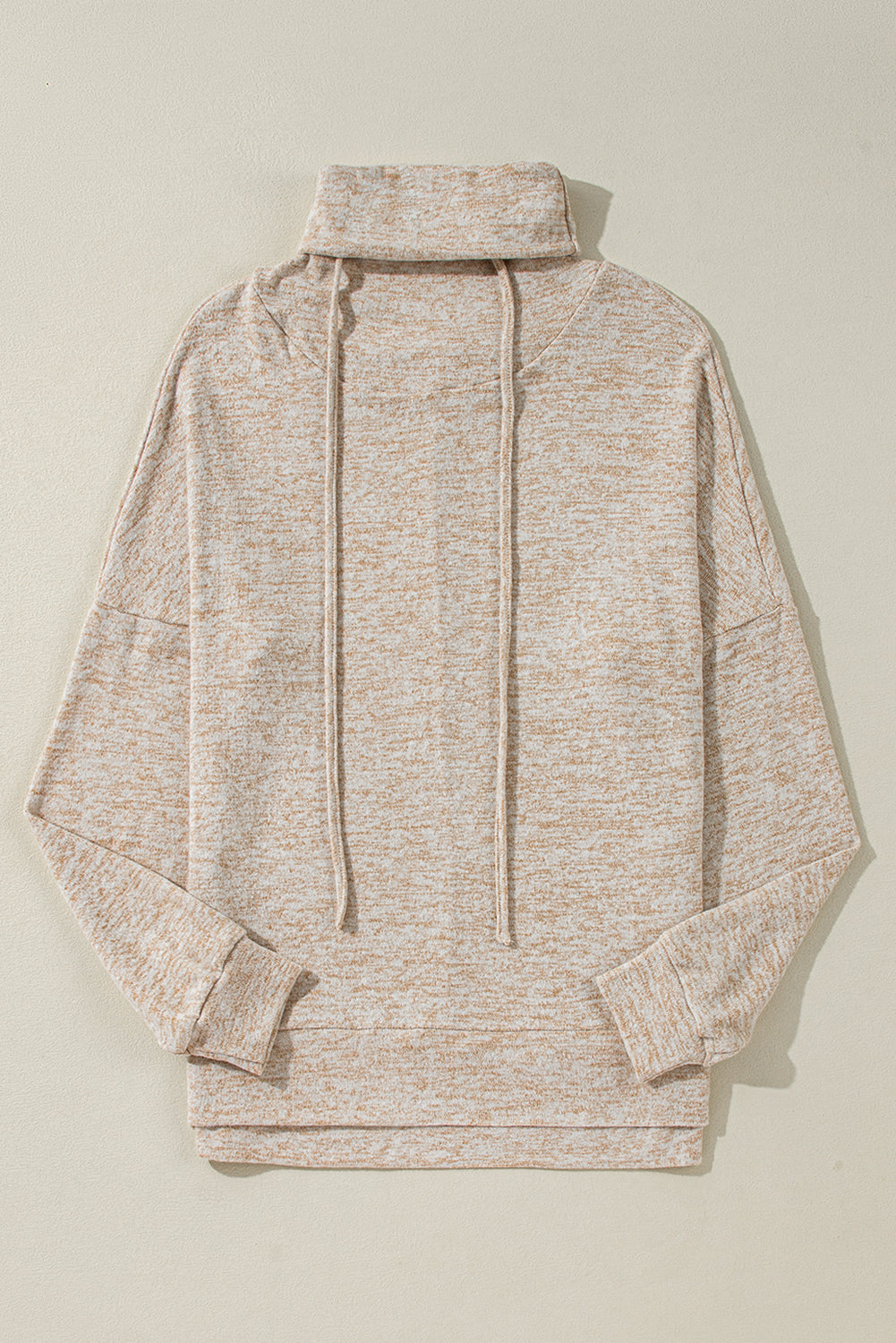 Haut fendu à manches longues et col montant avec cordon de serrage et imprimé abricot