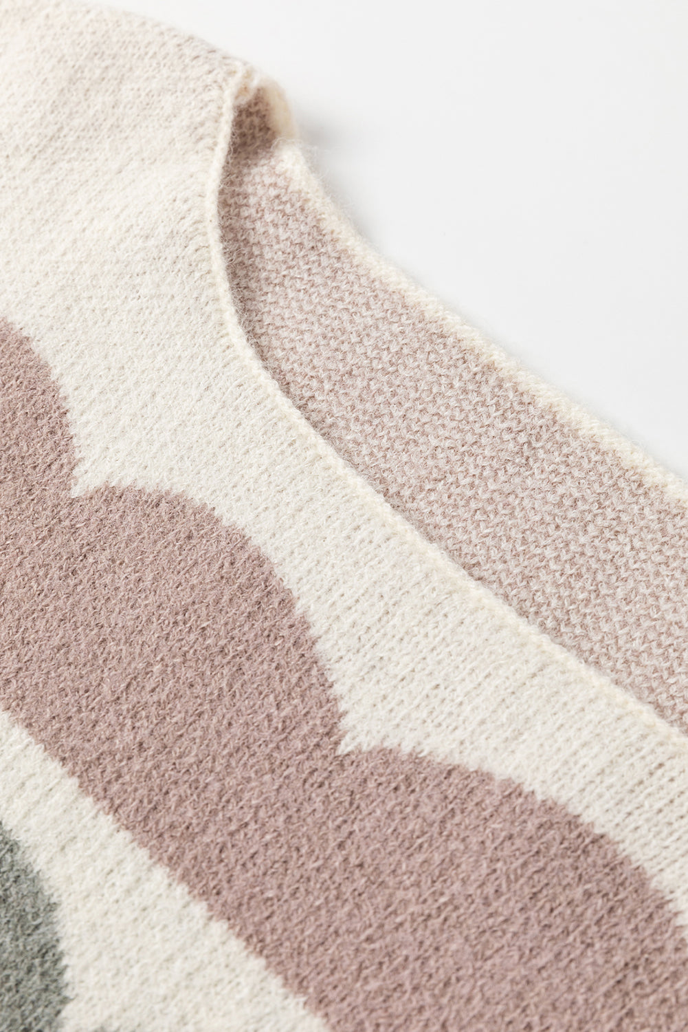 Pull rayé à manches ballon et épaules tombantes gris ondulé