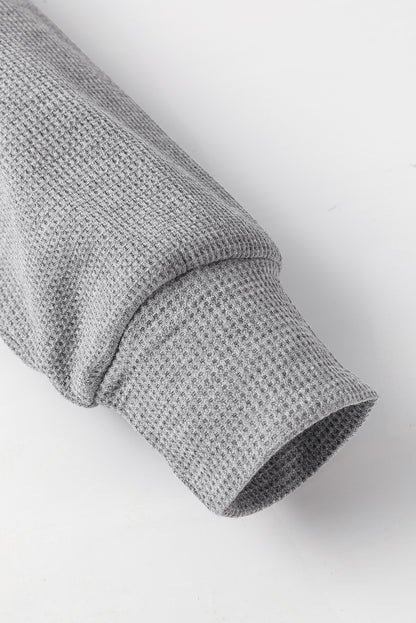 Sweat à capuche surdimensionné gris en tricot gaufré doublé polaire