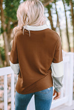 Turn-down Collar Colorblock Pullover Sweatshirt