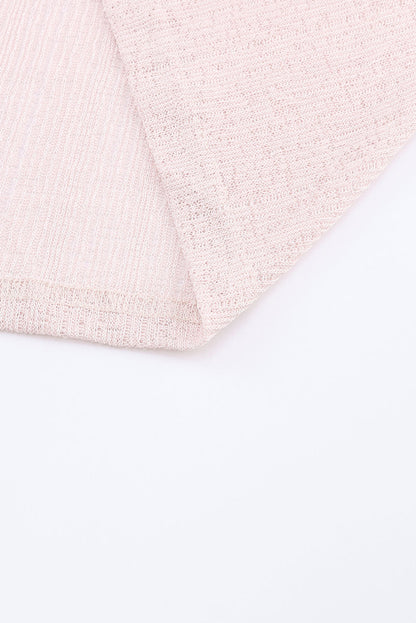 Cardigan à manches longues en tricot léger transparent rose 