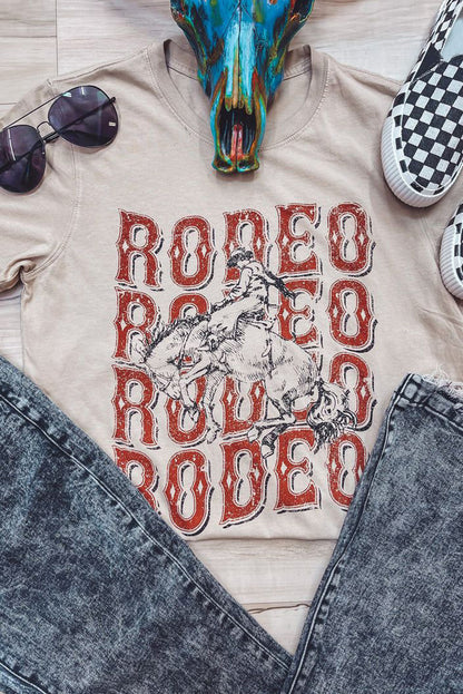 Camiseta caqui con cuello redondo y estampado gráfico Western RODEO