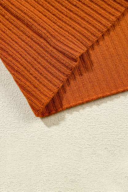 Pull à manches courtes en tricot côtelé vert noirâtre avec poches plaquées