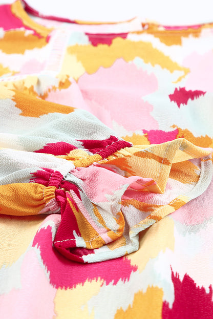 Blusa de manga larga con estampado abstracto multicolor