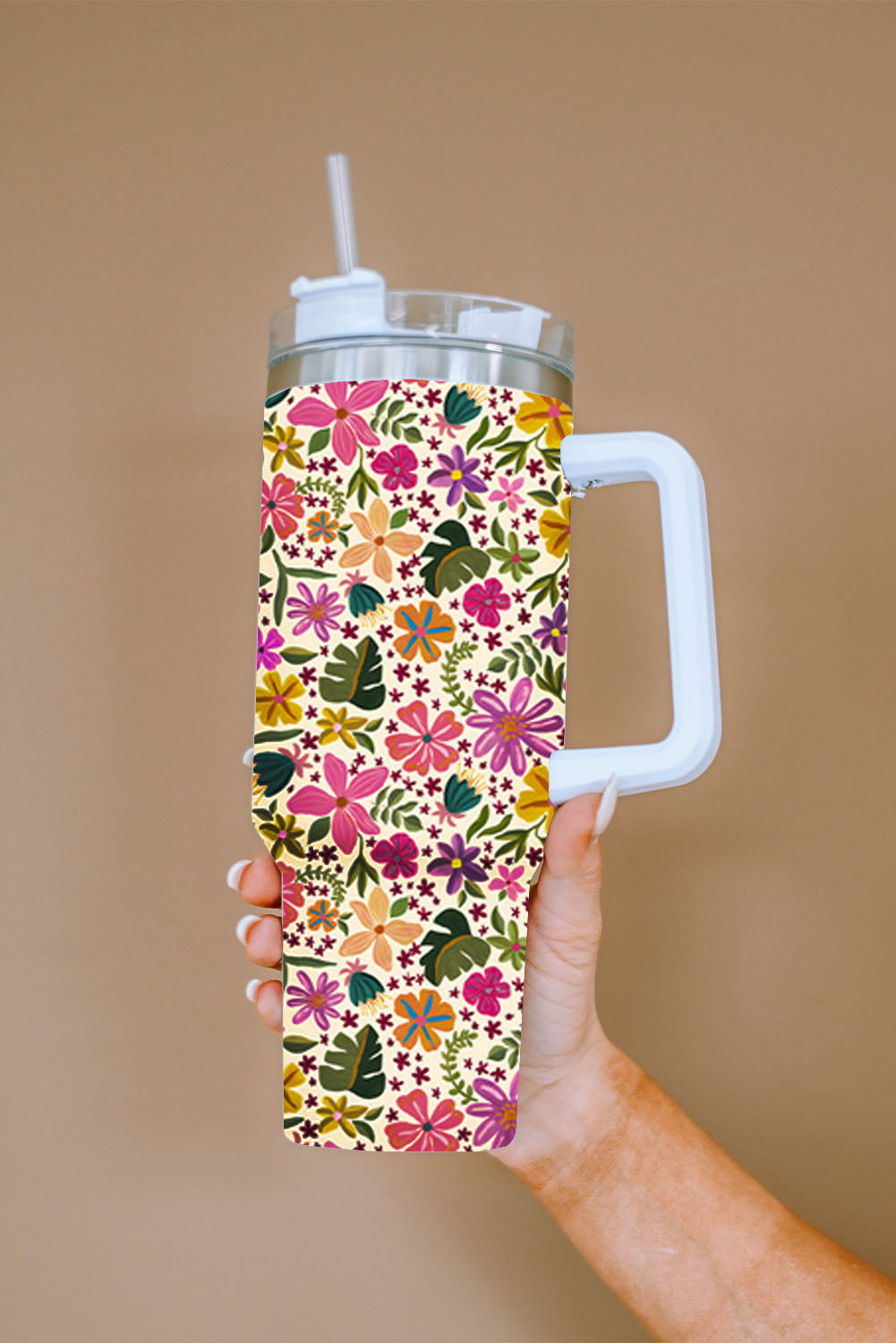 Tasse isotherme en acier inoxydable à imprimé léopard Mama avec poignée 40 oz