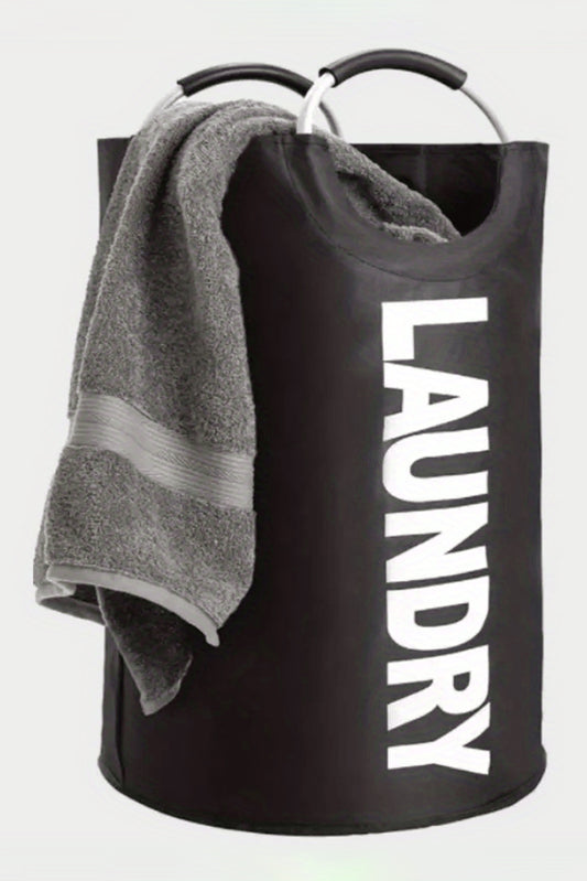 Bolsa plegable para cesto de ropa sucia con mango de metal negro