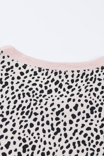 Cheetah Print O-neck Short Sleeve T Shirt