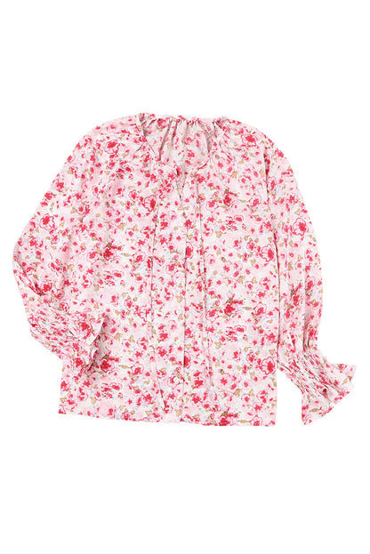 Blusa con botones y cuello en V con estampado floral 