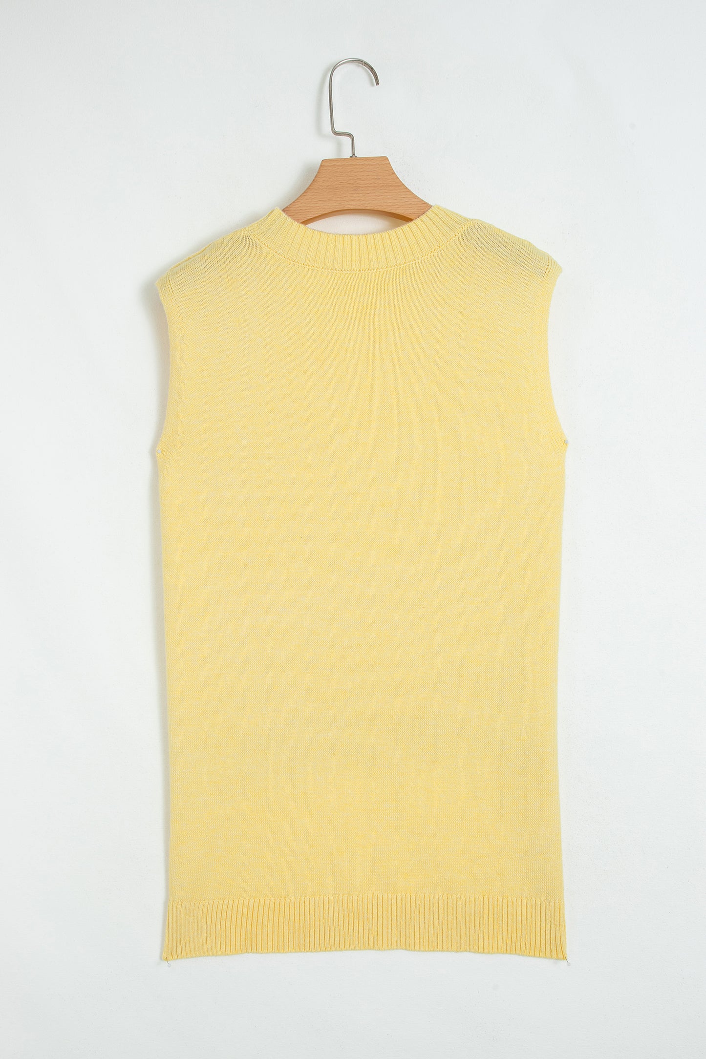 Yellow Cream Large Armhole Side Slit Loose Sweater Vest