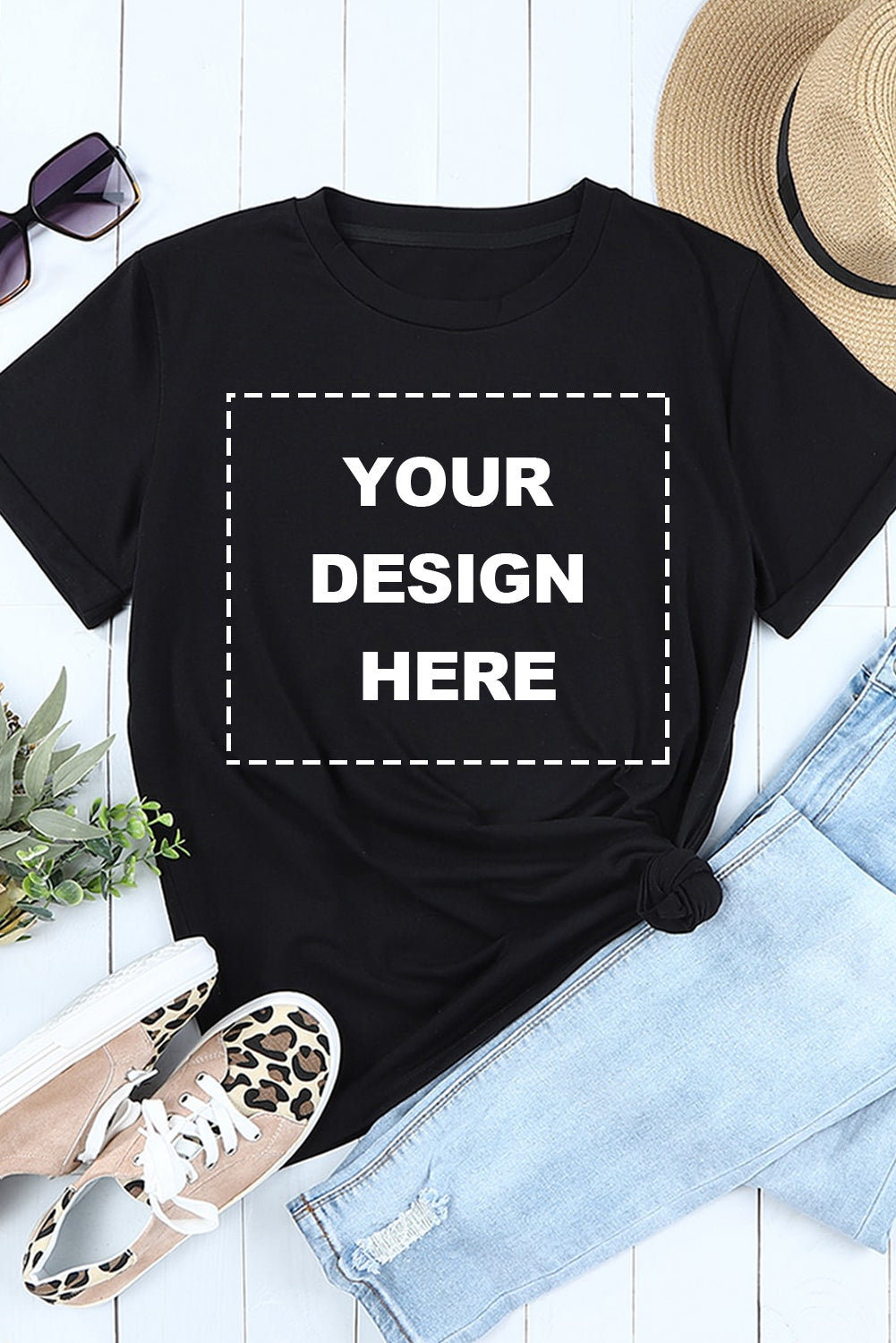 Blank Apparel - T-shirt ras du cou kaki uni personnalisé