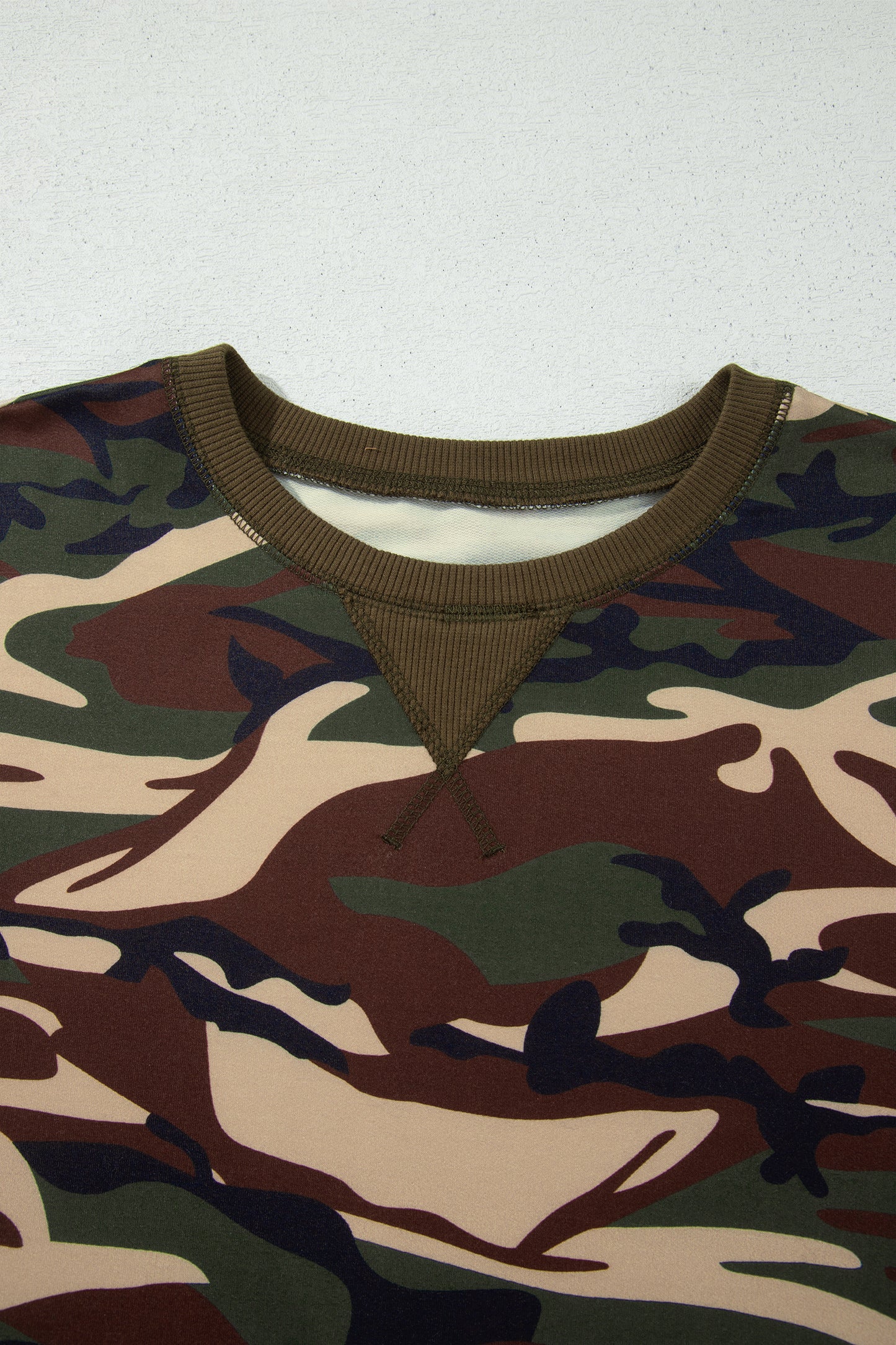 Multicolour Camouflage Print Round Neck Baggy Pullover Sweatshirt