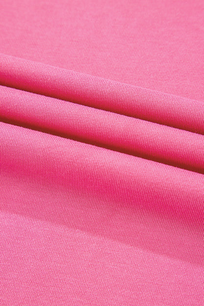 Sweat-shirt décontracté à col ras du cou et coutures apparentes rose