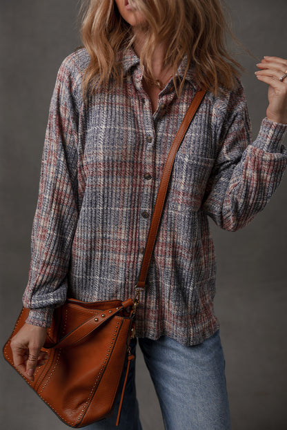 Multicolour Plaid Textured Chest Pocket Vintage Shirt