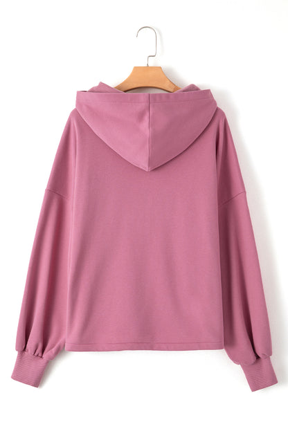 Sweat à capuche ample doublé polaire Valériane avec poches kangourou à demi-fermeture éclair