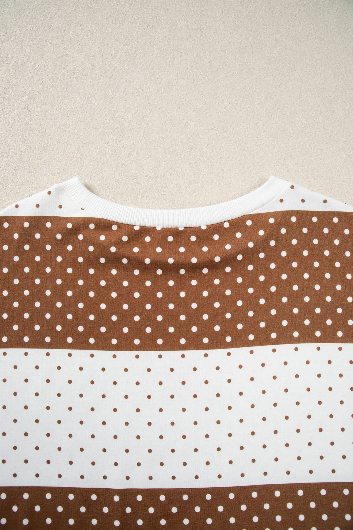 Brown Polka Dot Patchwork Colorblock Long Sleeve Top