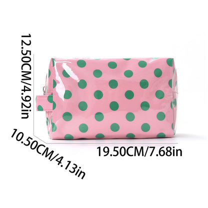 Coffee Durable PVC Polka Dot Makeup Bag