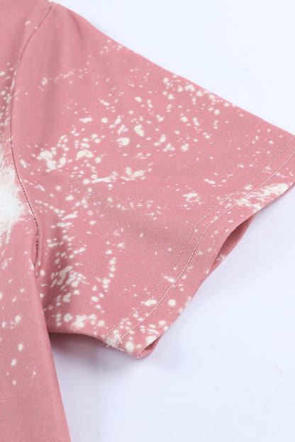 T-shirt graphique à imprimé léopard délavé « Love Always Heart »