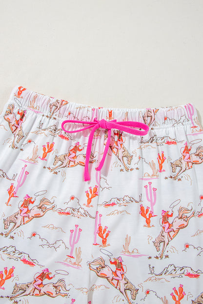 Ensemble de pyjama blanc à imprimé cowgirl country