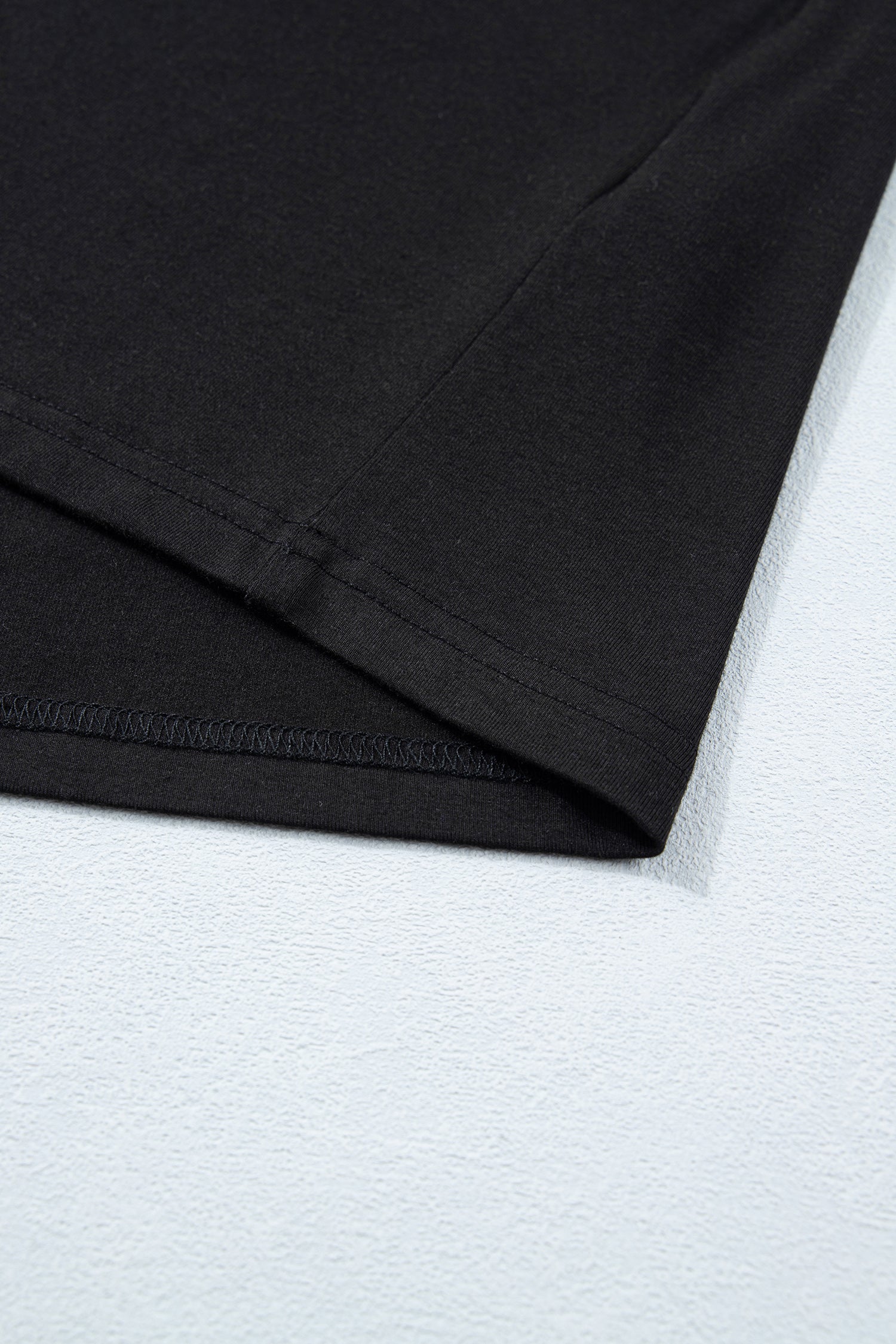 Black Solid Color Oversize Tee Tie Wrap Mini Skort 2pcs Set