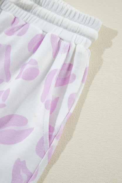 Ensemble de détente avec pull et short à imprimé animal léopard rose