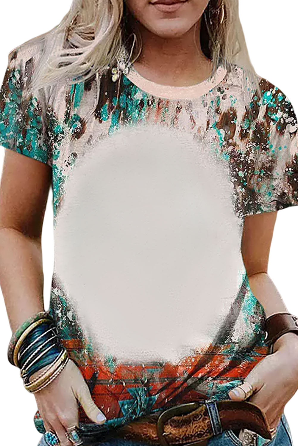 Blank Apparel - T-shirt graphique vierge à imprimé western vert délavé