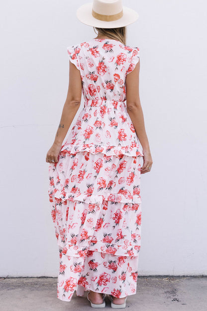 Robe à imprimé floral avec nœud sur le devant et fente latérale