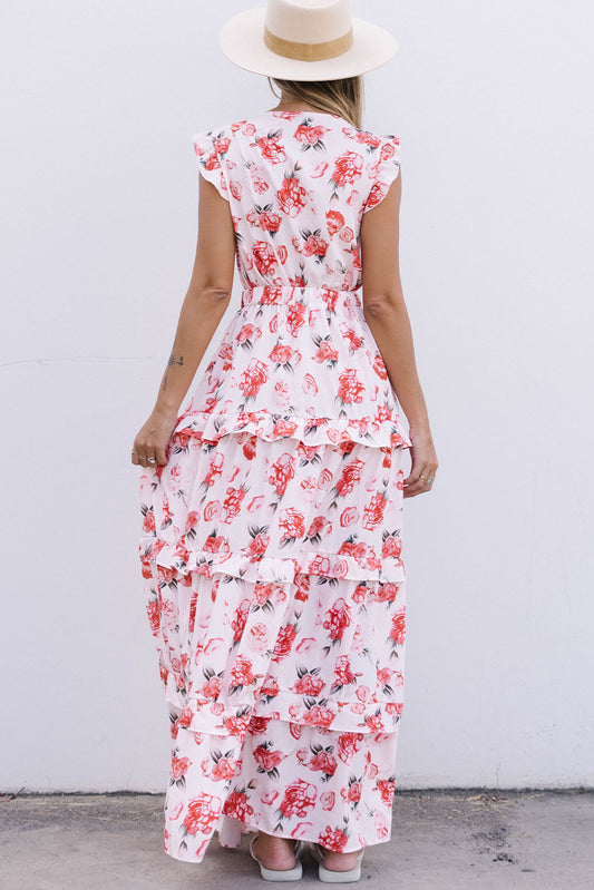 Vestido con abertura lateral y nudo delantero con estampado floral