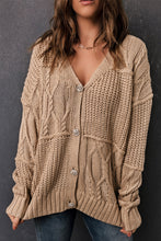 Buttons Front Patterned Texture Knit Cardigan
