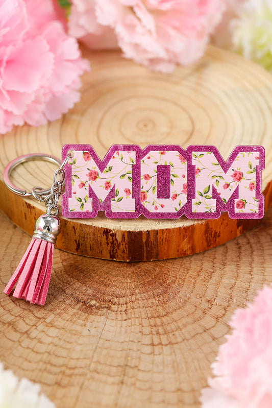 MOM Flower Tassel Acrylic Keychain