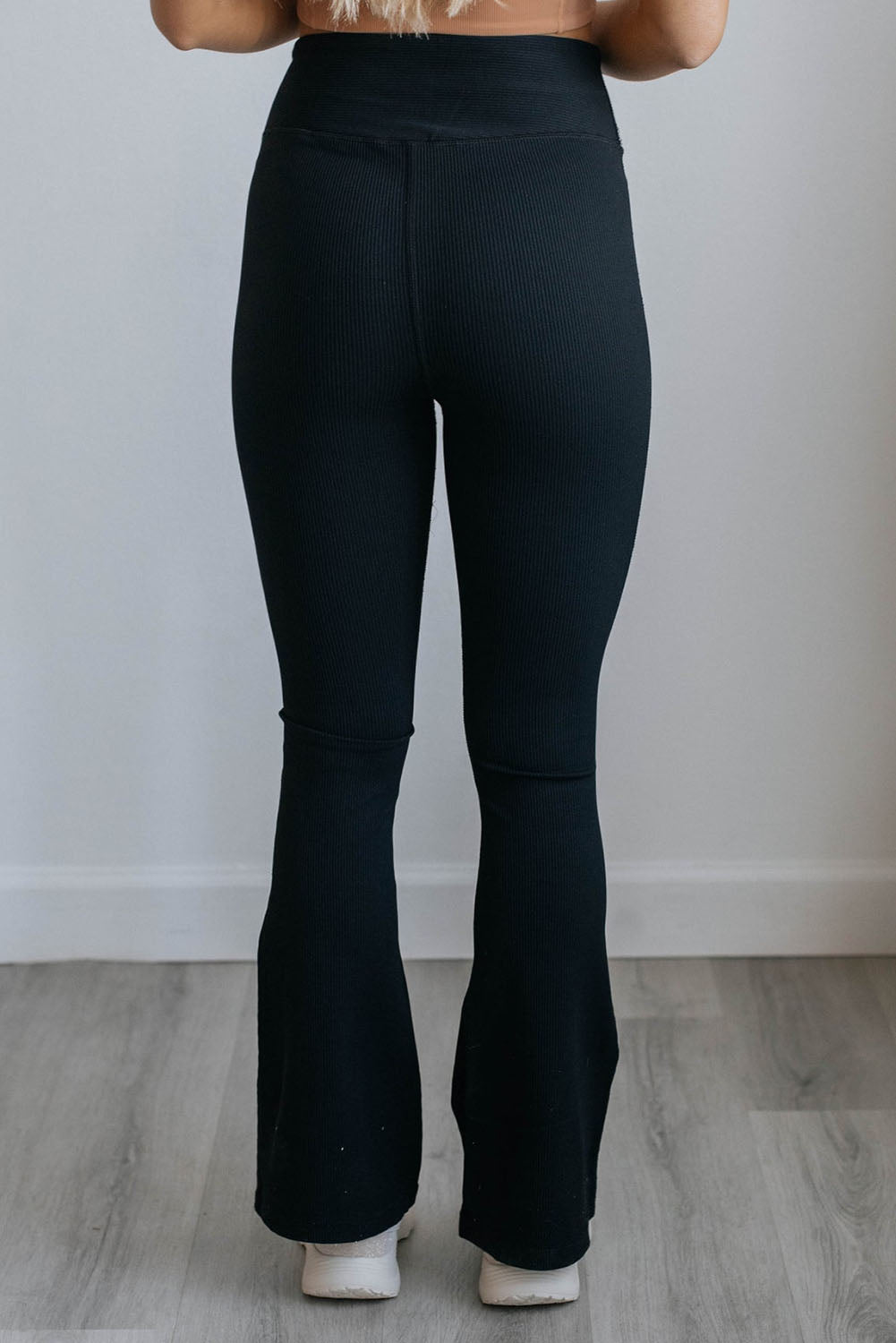 Black High Waist Tummy Control Flared Sports Pants