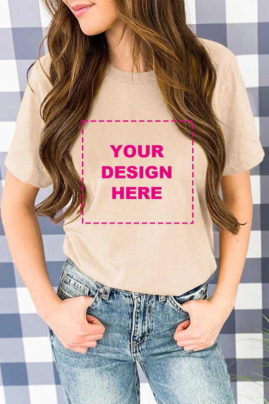 Blank Apparel - Camiseta color caqui con cuello redondo y color sólido personalizada