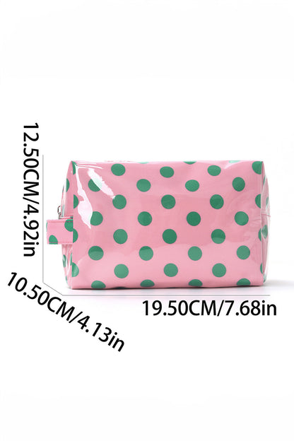 Light Pink Durable PVC Polka Dot Makeup Bag