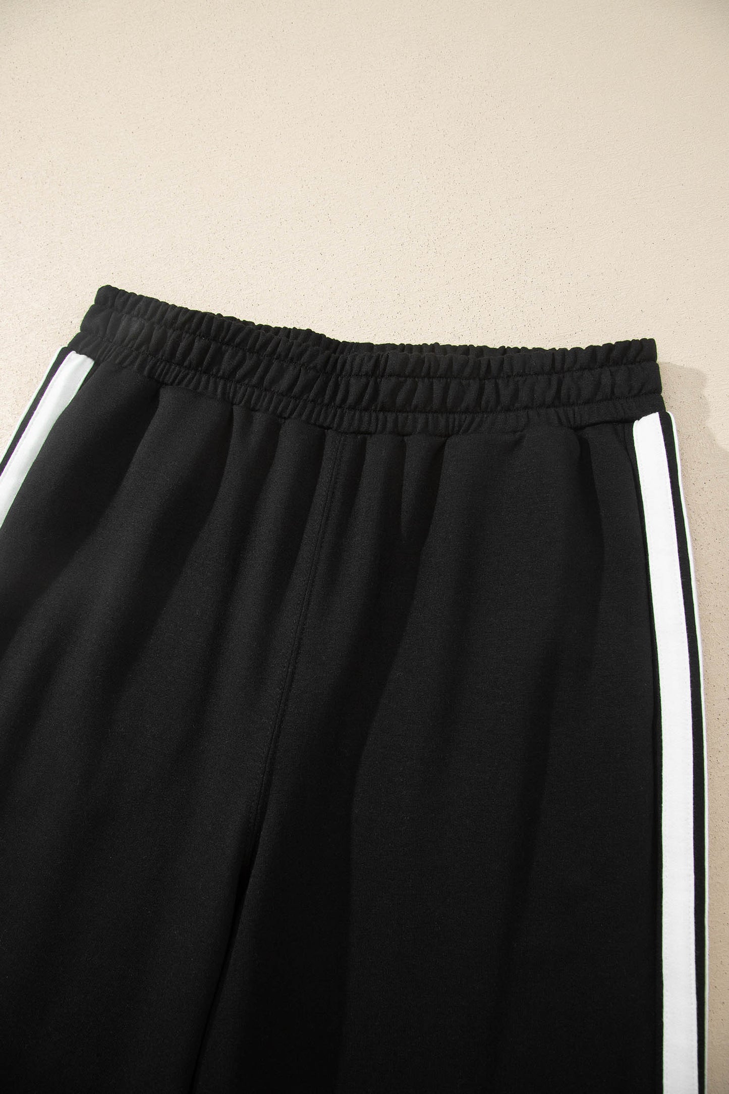 Black Varsity Striped Detail Loose Tee Jogger Pants 2pcs Outfit