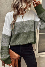 Suéter con ribete de canalé y hombros caídos en bloque de color marrón 