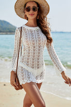 White Daring Cutout Back Long Sleeve Mini Beach Dress