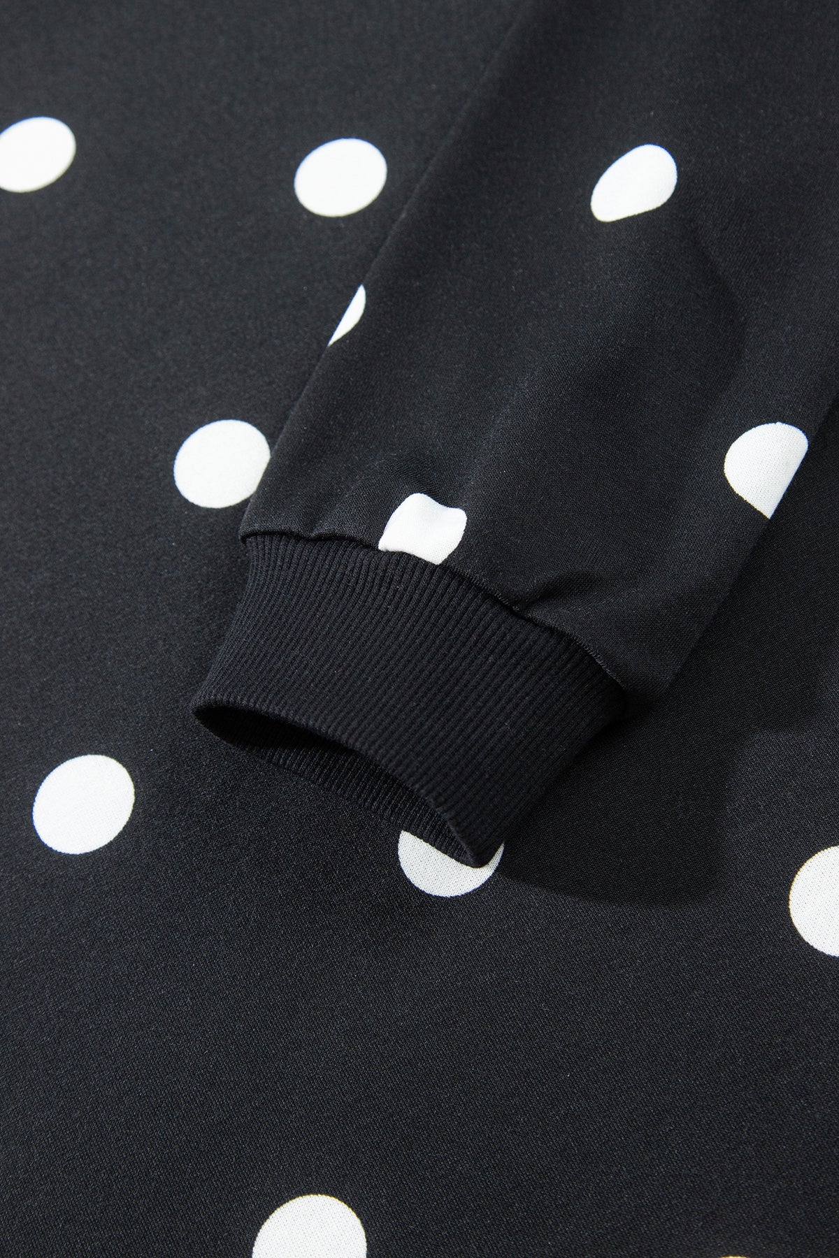Black Polka Dot Raw Hem Relaxed Pullover Loose Skort Two Piece Set